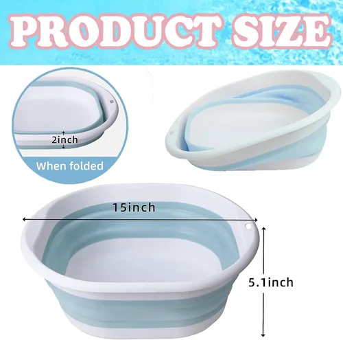 Miniatura 3 de Bañera de pies portátil para piscina, plegable, lavabo de pies para piscina, accesorios para piscinas sobre el suelo (baños azules)