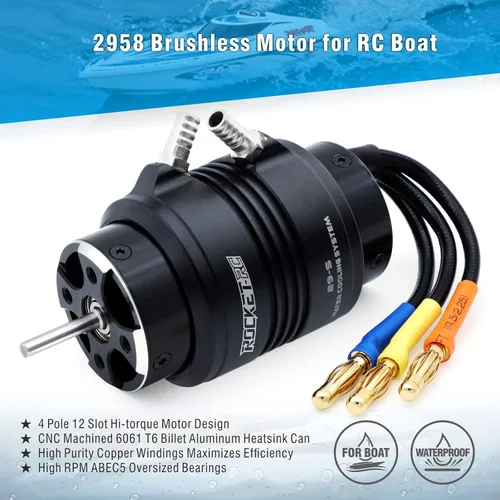 Miniatura 5 de 2958 Motor de barco RC sin escobillas, Superar Hobby 4950KV Motor sin escobillas con juego de enfriamiento para barco RC