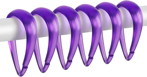 Miniatura 16 de Top-spring Ganchos para cortina de ducha, anillos de cortina de ducha de plástico negro, ganchos de ducha en forma de gota para cortina de baño