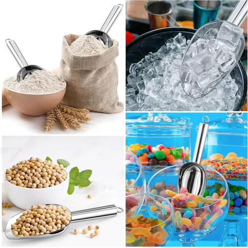 Miniatura 6 de Zhehao 8 cucharas de hielo de metal de acero inoxidable de 6 onzas para máquina de hielo, cocina, congelador, bar, boda, fiesta, cucharas pequeñas
