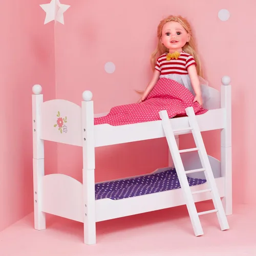Miniatura 8 de Doble litera Teamson de lunares, de princesa, de 18" , 18", Blanco