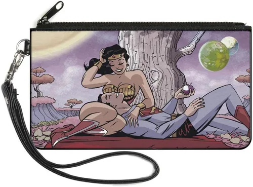 Buckle-Down DC Comics Billetera, embrague con cremallera, Superman Wonder Woman número 14 debajo del árbol, cubierta de postura, lona, Varios colores