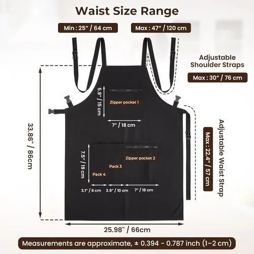 Miniatura 2 de Noverlife Hair Stylist Apron with 4 Pockets, Hair Resistant 34 Inch Long Hairdresser Aprons w/Adjustable Strap for Salon