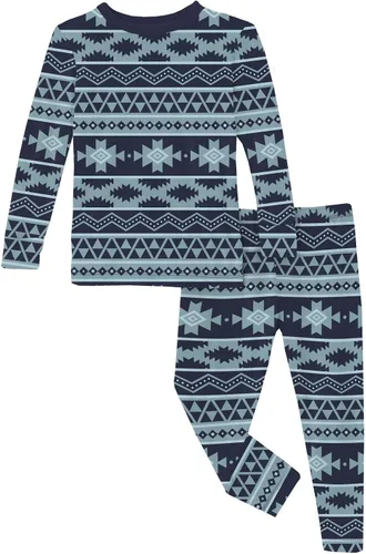 Miniatura 155 de KicKee Pants Conjunto de pijama de manga larga con estampado de piezas