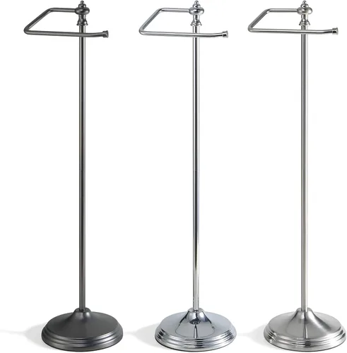 Miniatura 7 de Soporte de papel higiénico SunnyPoint para baño, independiente, con función de reserva, acabado cromado