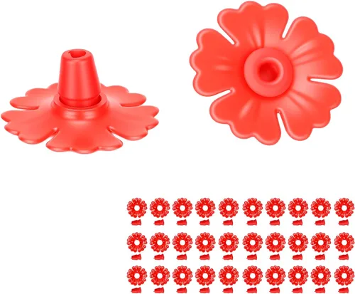 Hyuduo 30 piezas de repuesto para comedero de colibríes, anillos de comedero de colibríes, puertos de alimentación de flores para comederos de Rojo