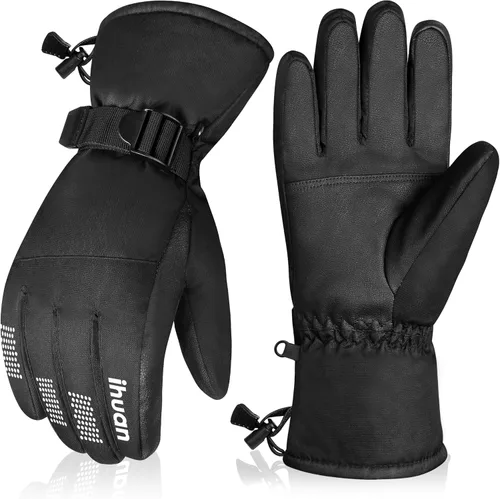 ihuan Guantes de invierno impermeables a prueba de viento para hombre y mujer, guantes cálidos para clima frío, dedos con pantalla táctil,