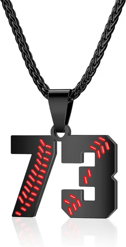 Miniatura 54 de Collar con número de béisbol para niños 00-99, collar con número de camiseta de béisbol de acero inoxidable, colgante personalizado, regalo