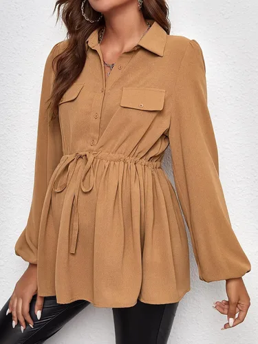 Miniatura 5 de Floerns Blusa de maternidad de manga larga con cordón en la cintura para mujer