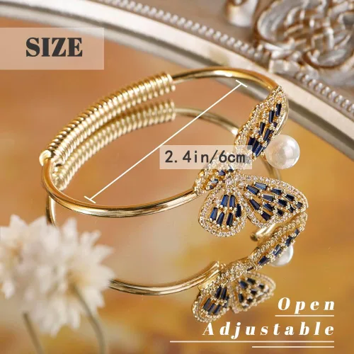 Miniatura 3 de Aimimier Pulsera de perlas de mariposa de cristal o para mujeres y niñas