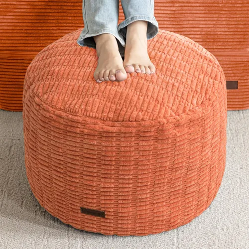 Miniatura 10 de HIGOGOGO Puf otomano relleno redondo moderno relleno de espuma pufs para sala de estar, silla, decorativo, 20 x 15 pulgadas, taburete bohemio Gris