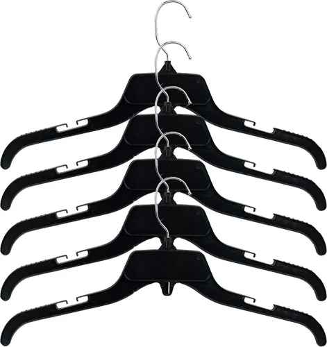 Miniatura 5 de HangOn Perchas de plástico reciclado con muescas, color negro, 17 pulgadas, paquete de 25
