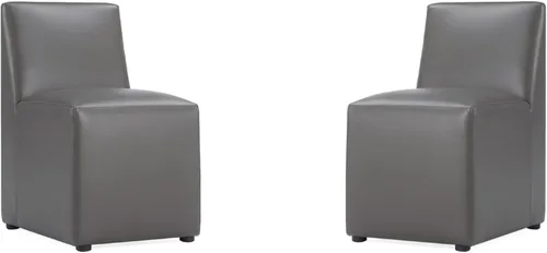 Miniatura 11 de Manhattan Comfort Anna - Silla de comedor moderna cuadrada con tapicería de piel sintética de pies a cabeza y acolchado de plástico para pies, Crema