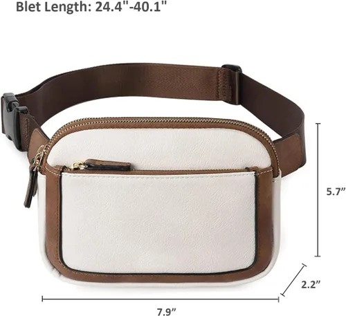 Miniatura 6 de Riñonera cruzada para mujeres y hombres, cangurera cruzada, marrón y blanco