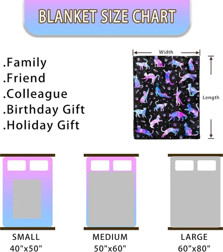 Miniatura 7 de Manta de Gato para Amantes de Gatos, Regalo Suave y Cálida de Franela, Manta de Gatos para Arropar, Regalo para Niñas, Mujeres, Niños, Adultos 50" X