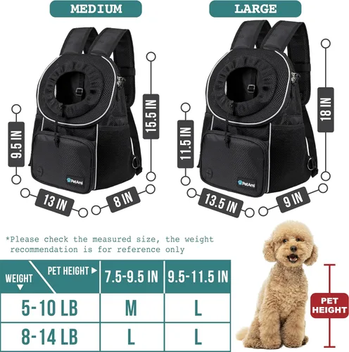 Miniatura 3 de PetAmi Mochila Transportadora Frontal para Perros, Mochila Transportadora Ajustable para Perros Mascotas Gatos en el Pecho, Transportadora Ventilada