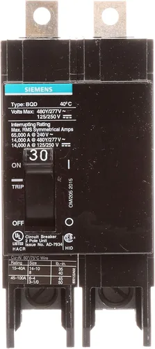 Miniatura 2 de Siemens BQD230 - Interruptor de perno de doble polo de 30 amperios 480Y/277V AC - 125/250V DC 14KAIC