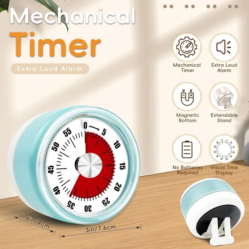 Miniatura 3 de Temporizadores de cocina para cocinar, temporizador visual de 0 a 60 minutos para niños, temporizador magnético de cocción manual con alarma fuerte