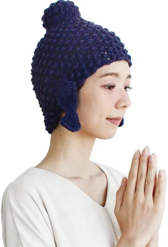 Miniatura 9 de Gorro de punto hecho a mano con cabeza de Buda para mujer, para invierno, patinaje, camping, senderismo, gorro cálido Amarillo