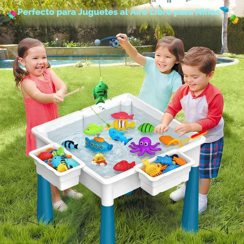 Miniatura 4 de OCATO Juego de mesa de actividades para niños pequeños con 152 piezas de bloques de construcción grandes de mármol todo en uno, mesas de agua, mesas
