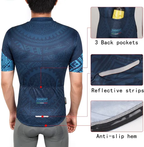 Miniatura 4 de Darevie Jersey de ciclismo para hombre, secado fresco, para ciclismo, profesional, con bolsillos, color azul marino