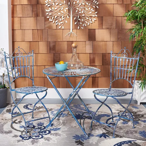 Miniatura 2 de Safavieh Outdoor Collection Belen - Juego de bistró de 3 piezas, color azul antiguo