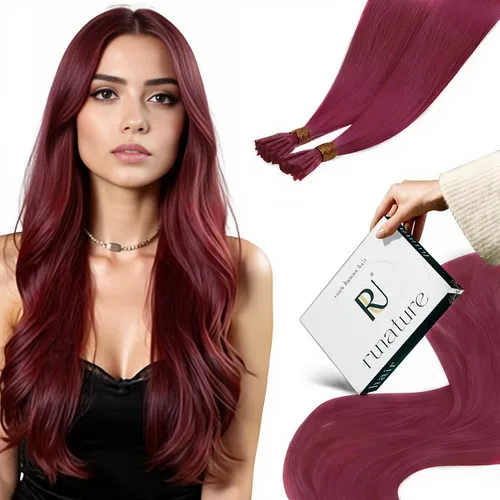 Miniatura 13 de RUNATURE Extensiones de cabello humano con punta en I Tip de 18 pulgadas, extensiones de cabello natural Remy para mujer, extensiones de cabello