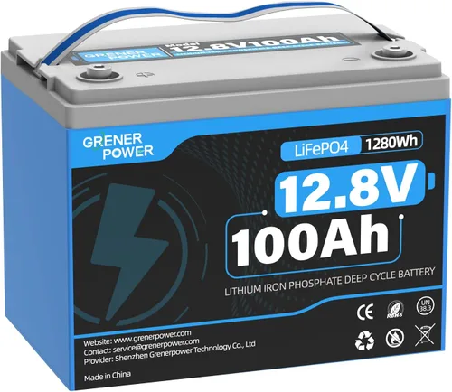 12 V/100 Ah Batería de litio LiFePO4 - Batería BCI Grupo 24, 15000 ciclos, células cilíndricas de grado A+ incorporadas y BMS de 100 A, ideal para