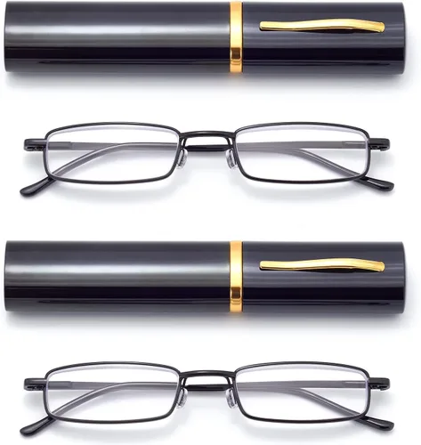 Miniatura 13 de Anteojos de lectura de bolsillo delgados para hombres y mujeres, lentes compactas súper transparentes, lentes con marco de metal con bisagra