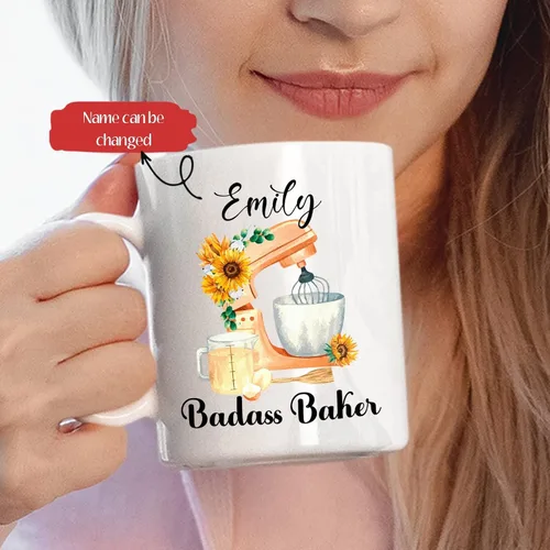 Miniatura 2 de Taza de café para panadero, regalos de panadero, taza de café Badass Baker personalizada, taza de regalo con nombre personalizado para panadero