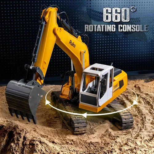 Miniatura 7 de Ruko 1561 Excavadora RC 3 en 1, juguetes de construcción para niños, vehículos de control remoto de 17 canales con pala de aleación para agarrar