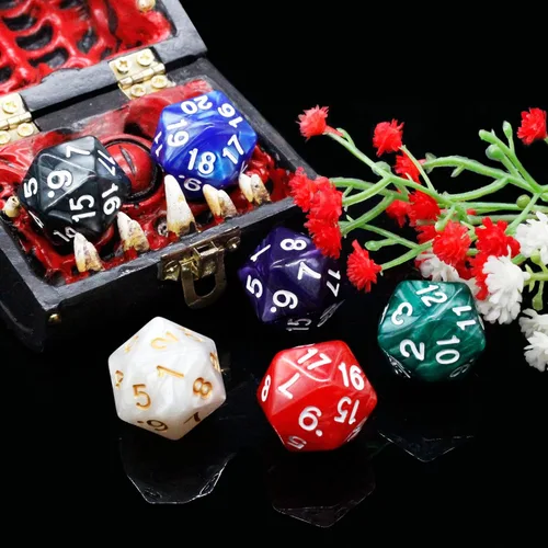 Miniatura 7 de Handan 6 Piezas D20 Dados Poliédricos, Dados DND de 20 Caras, Dados Grandes de Perla de 22mm Mezcla de Colores, Conjunto de Dados D&D de 20 Caras