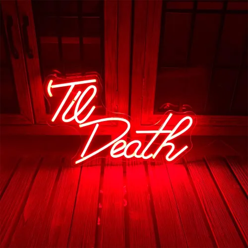 Miniatura 6 de Letreros de neón Til Death, acrílico transparente con atenuador, letreros luminosos para decoración de interiores y dormitorio, pared, bar, fiesta