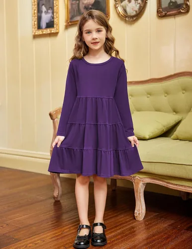 Miniatura 4 de Arshiner Vestido de manga larga para niña con volantes, tipo túnica