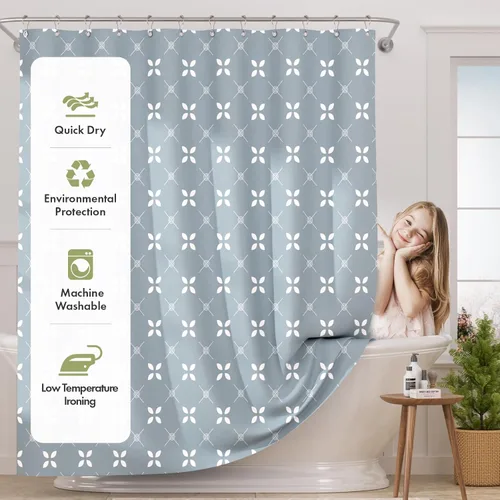 Miniatura 51 de AmazerBath Cortina de ducha floral, juego de cortinas de ducha lavables de tela con 12 ganchos para cortina de ducha, cortinas de ducha de tela C