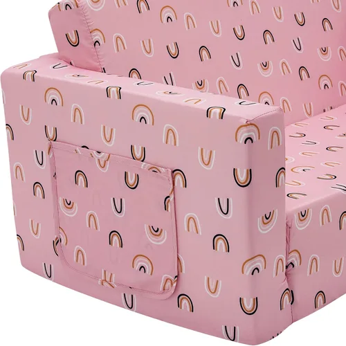 Miniatura 7 de Ulax furniture Sofá para niños, silla de relleno para niños, sofá convertible 2 en 1 para sofá cama (arcoíris rosa)