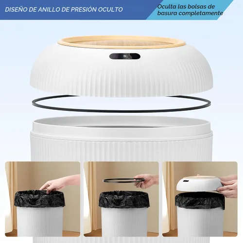 Miniatura 2 de Pukomc Papelera con sensor inteligente, conveniente e higiénico, fácil de usar, sensor de tecnología, impermeable, papelera de plástico para cocina