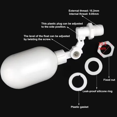 Miniatura 3 de Tubo de 1/4 de pulgada de filtro de agua Válvula de bola flotante Nivel de líquido ajustable para ósmosis inversa de agua RO Sistema de ósmosis