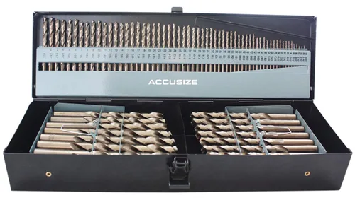 Miniatura 6 de Accusize Industrial Tools M35 H.S.S. Plus Juego de brocas métricas de cobalto al 5%, punta dividida de 135 grados, 1 a 0.394 in por 0.020 in en caja