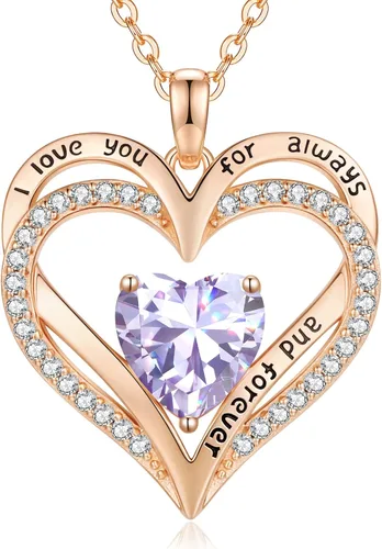 Miniatura 24 de CDE Collares de piedra natal para mujer, plata de ley 925, collar con colgante de corazón para siempre, Navidad, cumpleaños, aniversario, día de San