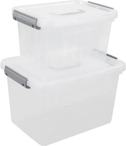 Miniatura 10 de Ggbin Caja de almacenamiento de plástico transparente con asa, contenedor de almacenamiento de 6 cuartos de galón y tapa de 12 cuartos de galón, 2