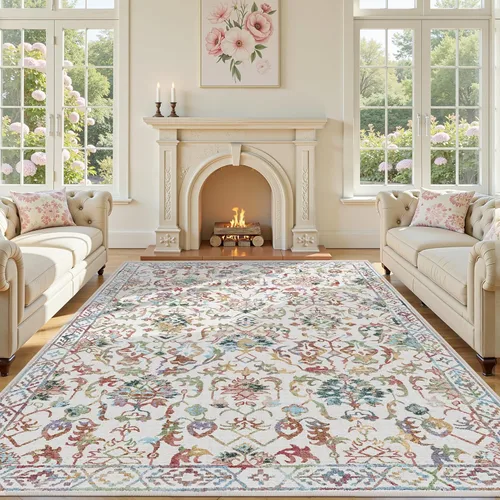 Miniatura 65 de Alfombra de área pequeña de 2 x 3 pulgadas, color beige, para entrada, baño, cocina, antideslizante, de pelo bajo, lavable, moderna alfombra bohemia