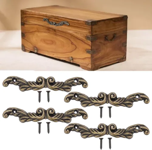 Miniatura 4 de Mango de cajón, exquisito patrón antiguo con tornillos para armarios para cajas de madera para cajas de regalo