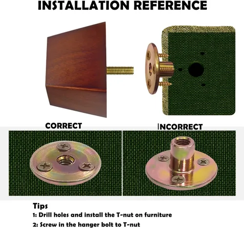 Miniatura 6 de Michanco Juego de 4 patas cuadradas para sofá de 2 pulgadas, patas de repuesto de madera para sofá otomano, sillón reclinable