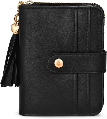 Miniatura 8 de oscaurt Cartera para mujer pequeña con bloqueo RFID, cartera de dos pliegues con tarjetero para tarjetas de crédito, ventana para identificación