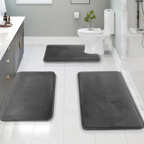 Miniatura 135 de Clara Clark tapete para baño, regadera o tina, de gomaespuma, negro, antiderrapante Azul claro