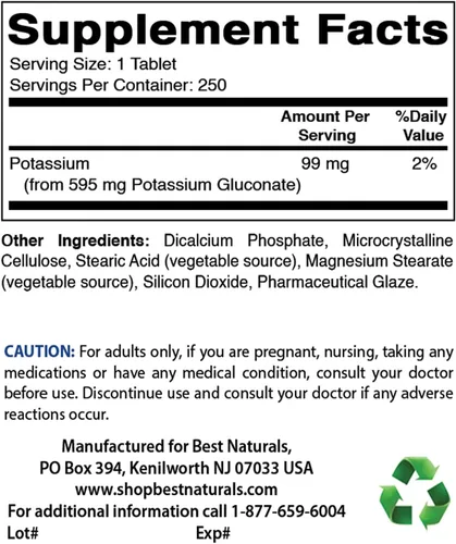 Miniatura 2 de Best Naturals Calcio y magnesio con vitamina D3 1500mg y gluconato de potasio 595 mg