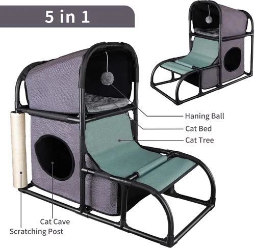 Miniatura 4 de Goetland Moderno condominio para gatos Casa para gatos Árbol para mascotas Muebles para mascotas Cama de torre para gatos grande Rascador Poste Gris