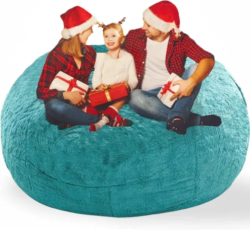 Miniatura 39 de Puf para adultos y niños sin relleno, sofá perezoso suave y redondo, funda de sofá de puf clásico, saco de amor para dormitorio, silla de lectura
