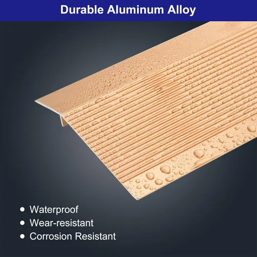 Miniatura 3 de uxcell Tira de transición de piso de aluminio, tira de transición de puerta de 35.4 pulgadas/azulejos/alfombra a azulejos, tira de borde de alfombra